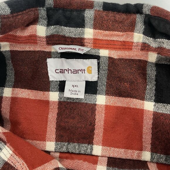 Carhartt Men's Flannel Shirt XXL Hubbard Button Up Plaid Red Workwear 101924 - Picture 3 of 6